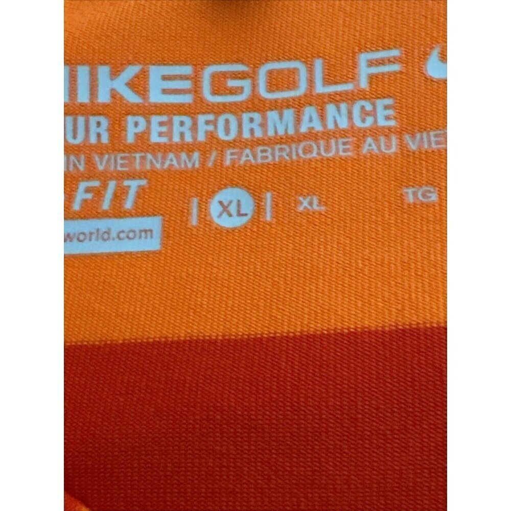 Nike Golf Tour‎ Performance Women's L Polo Shirt Orange Striped EUC - Picture 11 of 16